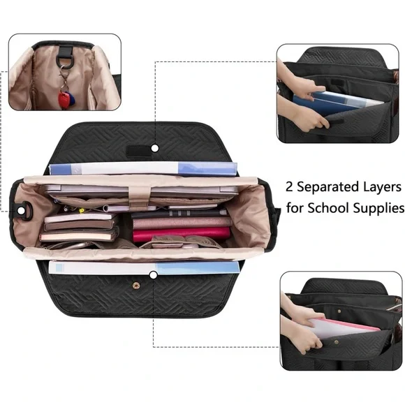 Fasrom Teacher Tote Bag for Work Women
 Color: Black - Picture 5 of 12